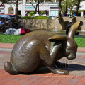 Garden Decorate Animal Statue Cast Bronze Large Rabbit Sculpture